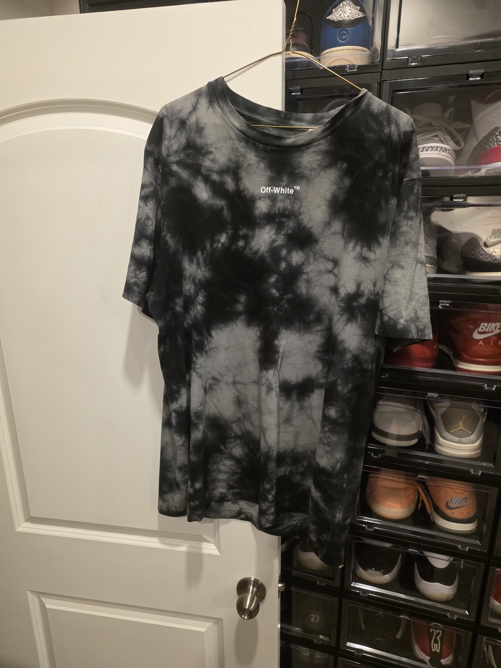 Off-White Black & Gray Tie-Dye Short Sleeve Tee